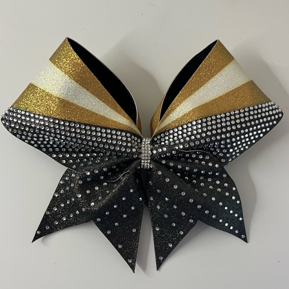 Black and Gold Competition Cheer Bow